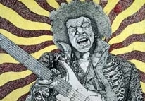 Jimi Hendrix ink stiple
