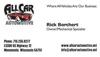 All Car Automotive business card