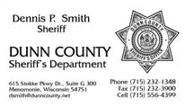 Dunn County Sheriff business card
