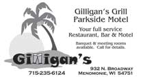 Gilligan's restaurant business card