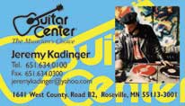 Jeremy Guitar Center business card