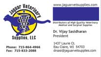 Jaguar Veterinary Supplies logo and business card