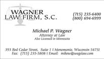 Wagner Law Firm business card